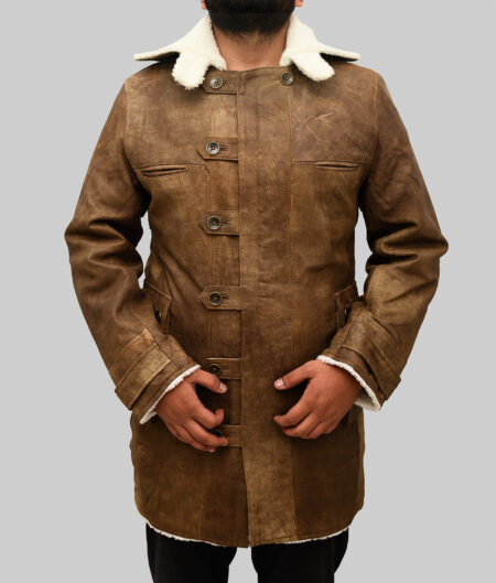 The Dark Knight Rises Tom Hardy Distressed Brown Leather Coat-4
