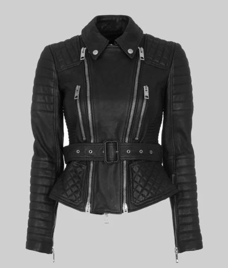 Rosie Huntington Whiteley Black Leather Jacket-3