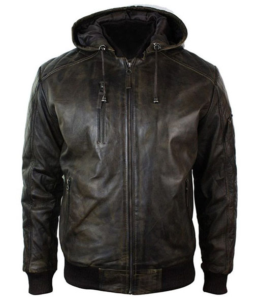 Men’s Dark Brown Distressed Leather Jacket | USJackets