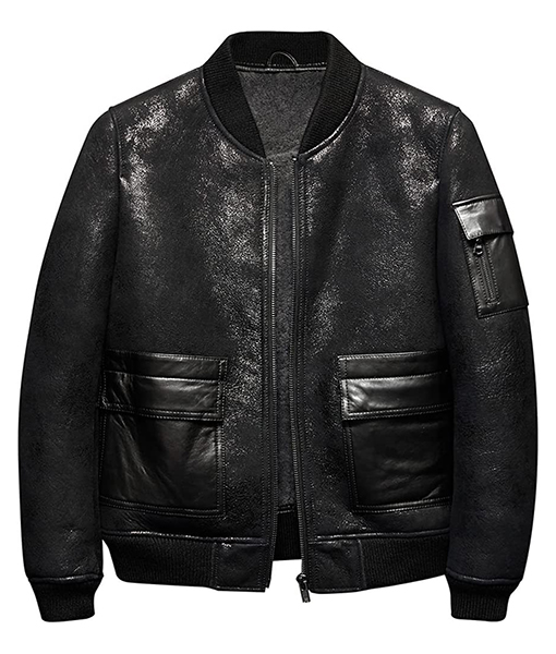 Men's Black Flight Bomber Leather Jacket | USJackets