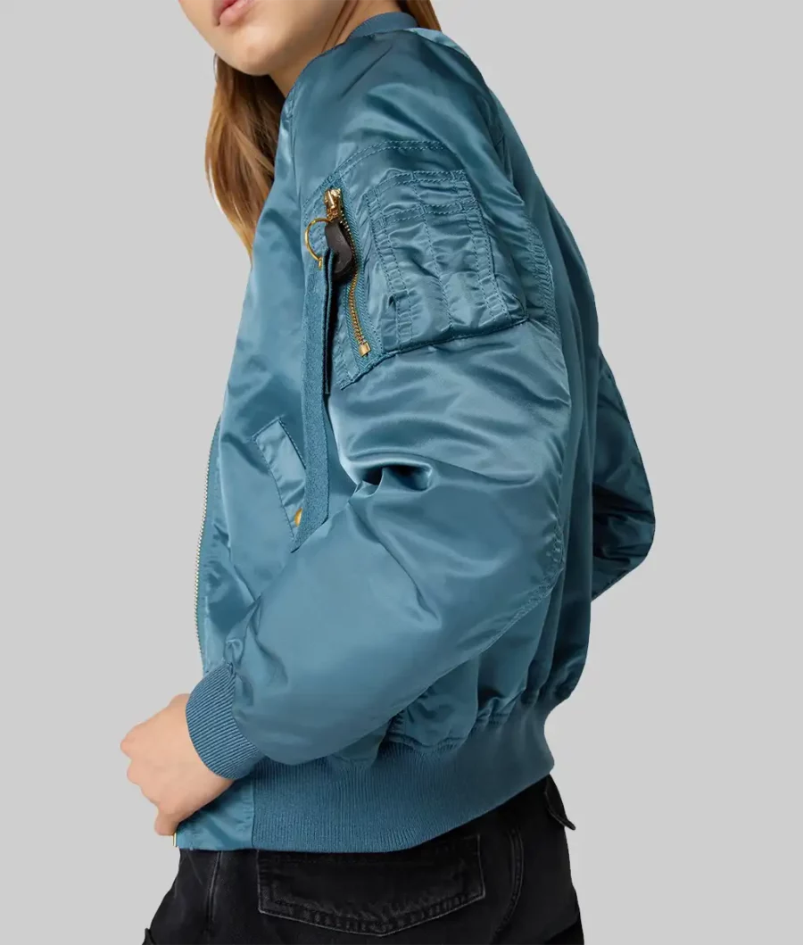 Heidi Klum Blue Satin Jacket1
