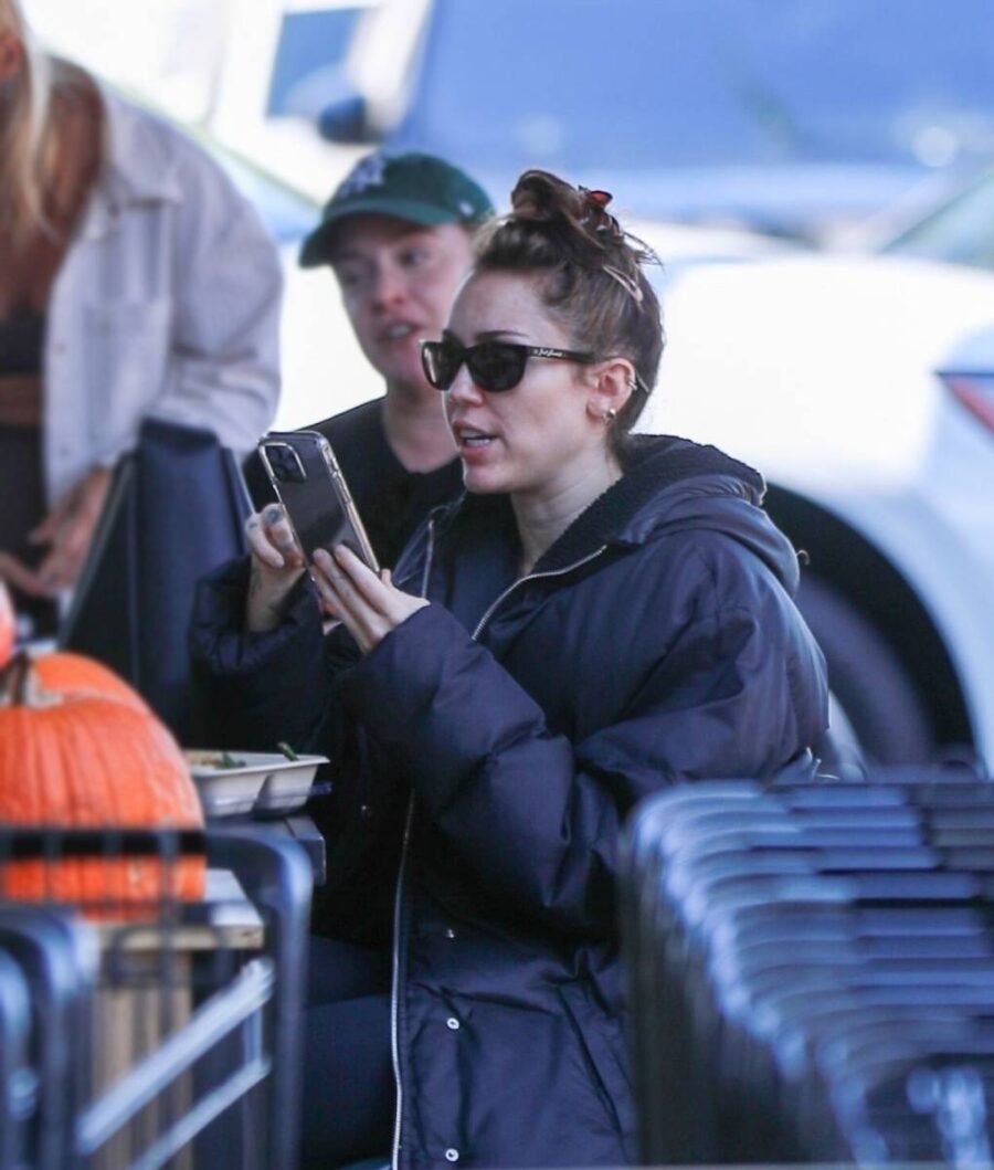 Miley Cyrus Navy Blue Puffer Jacket-2