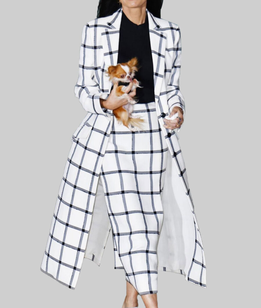The Drew Barrymore Show Demi Moore White Checkered Coat-2