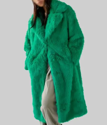 Drugstore June Premiere: Brittany Furlan Green Fur Coat-3
