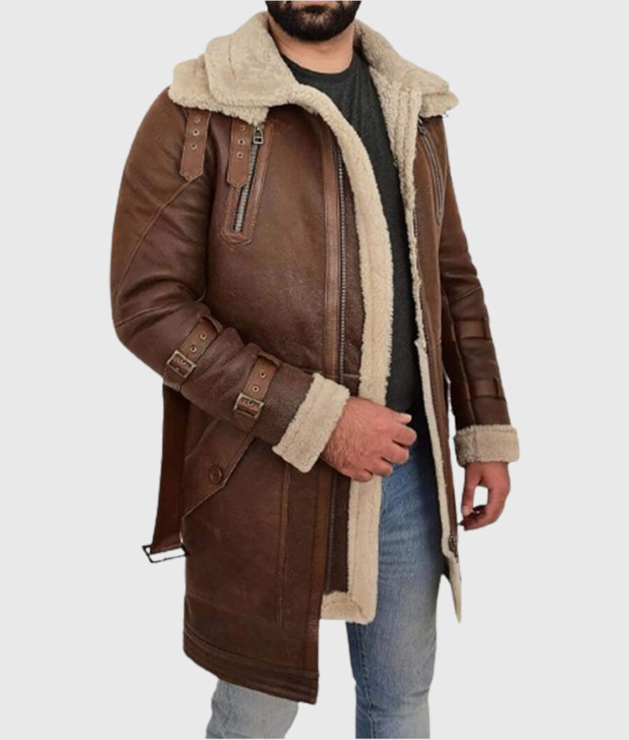 Men’s Zolo Brown Leather Parka Jacket-5