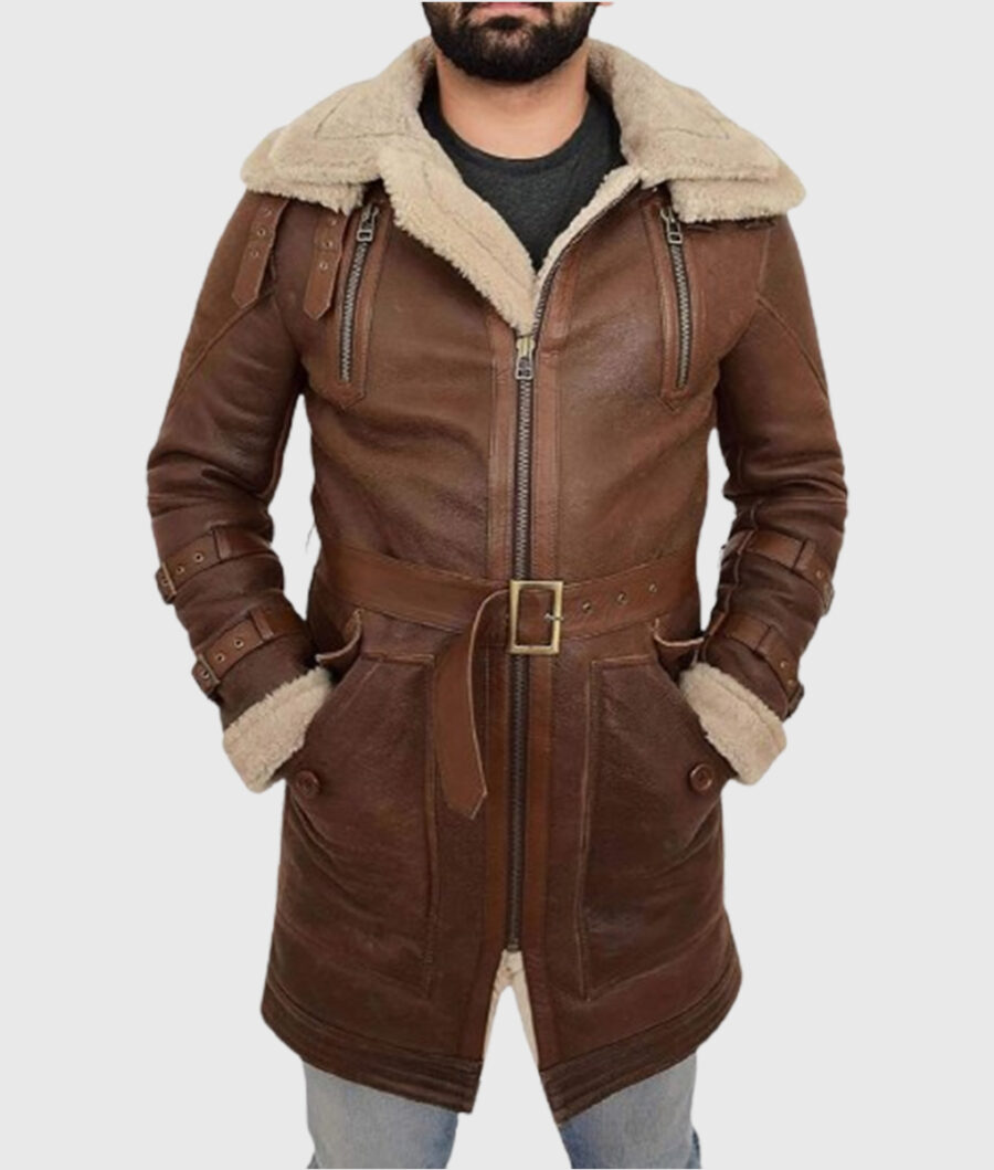 Wilson Belted Brown Leather Coat-1