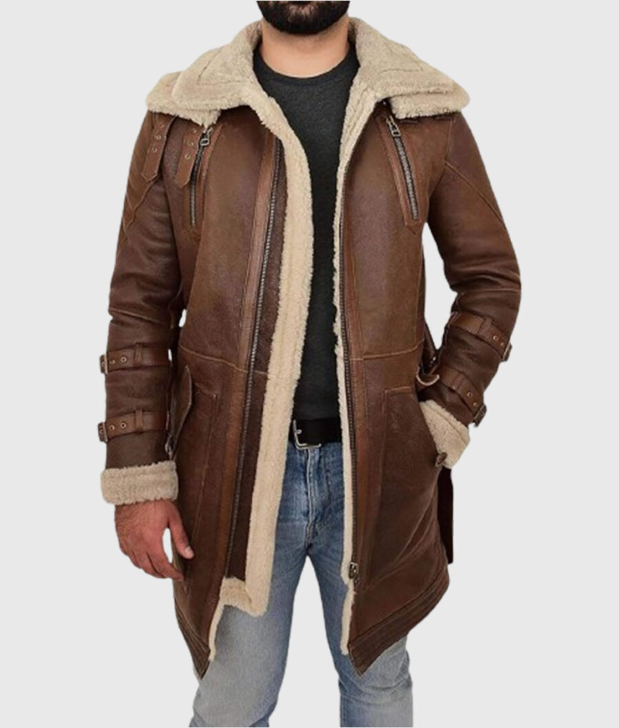 Men’s Zolo Brown Leather Parka Jacket-1