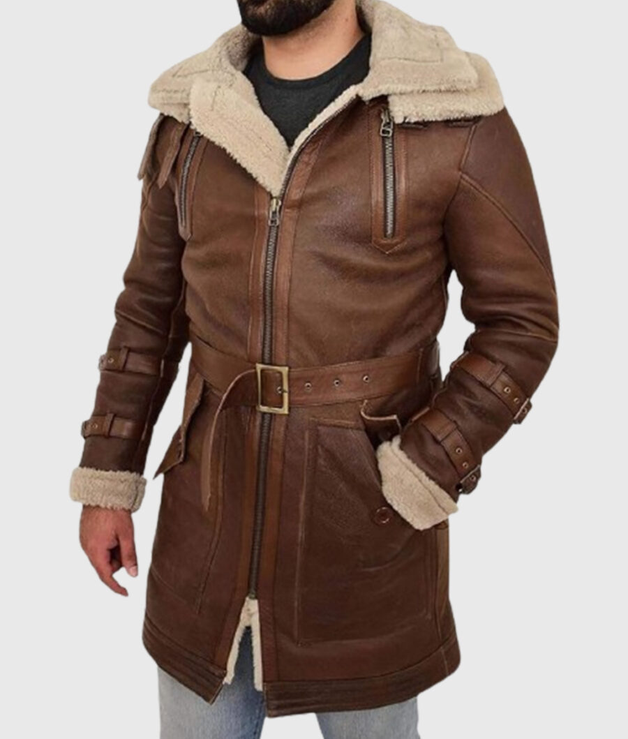 Wilson Belted Brown Leather Coat-3
