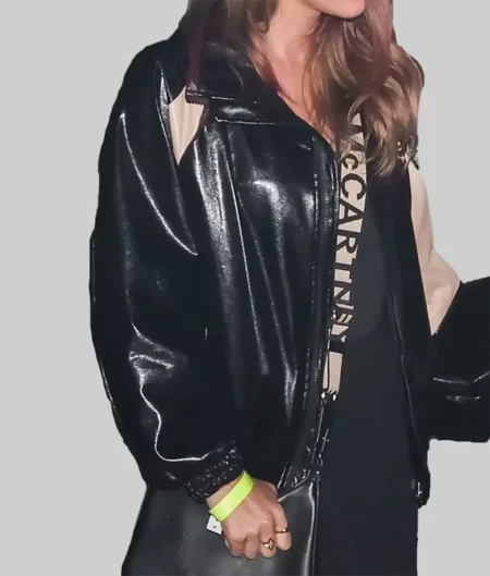 Taylor Swift Coachella Black Leather Jacket - Front View