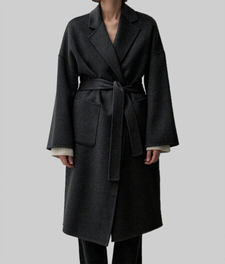 Natalie Portman Belted Black Wool Long Coat-2