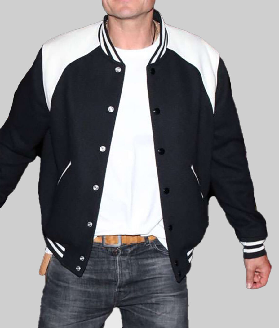 American Idol Orlando Bloom Black and White Varsity Jacket-2