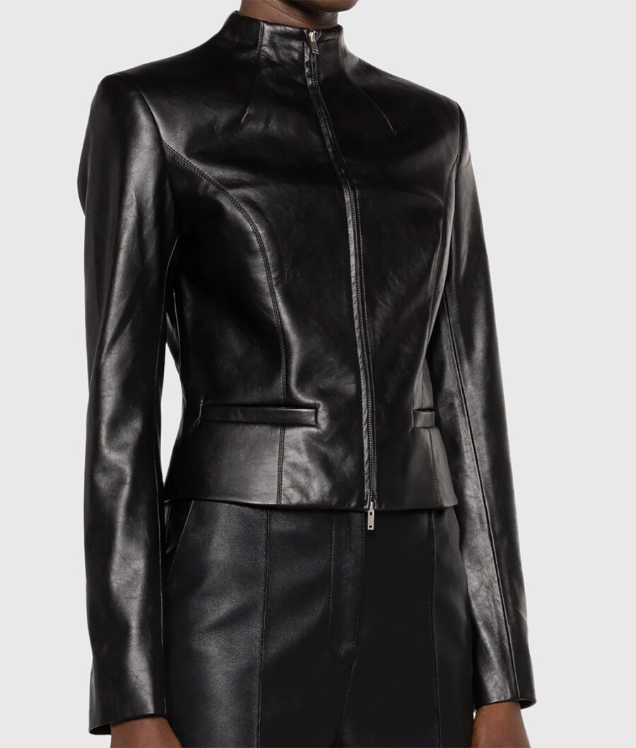 Camila Cabello Black Leather Cropped Jacket-2