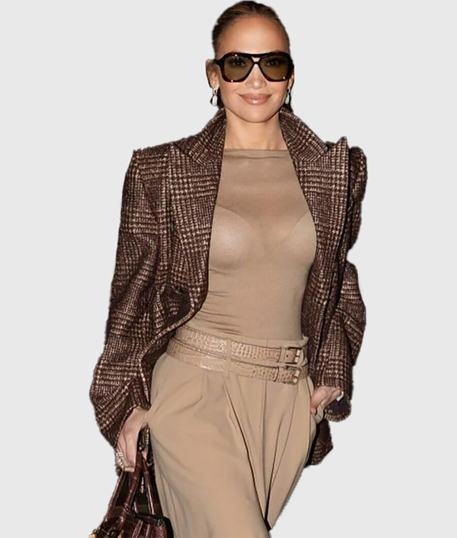 Jennifer Lopez Tweed Plaid Blazer-3
