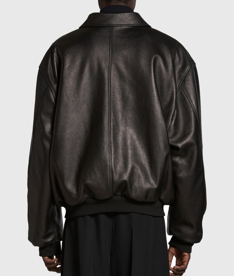 Justin Biebe Oversized Black Leather Jacket-2