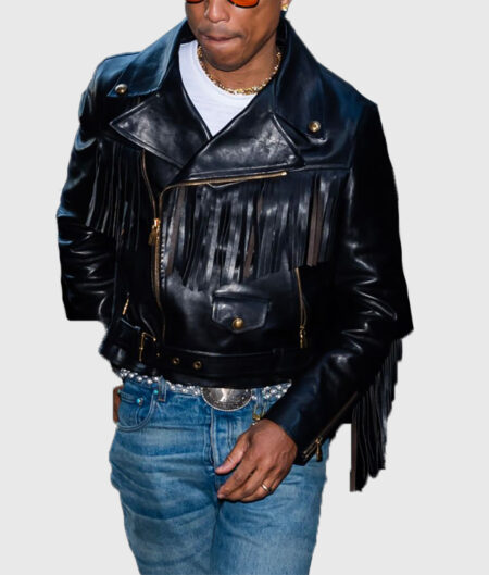 Collection Launch Pharrell Williams Black Leather Jacket-4