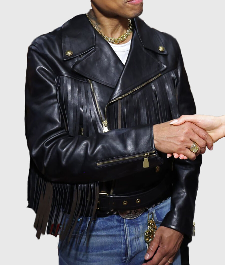 Collection Launch Pharrell Williams Black Leather Jacket-1