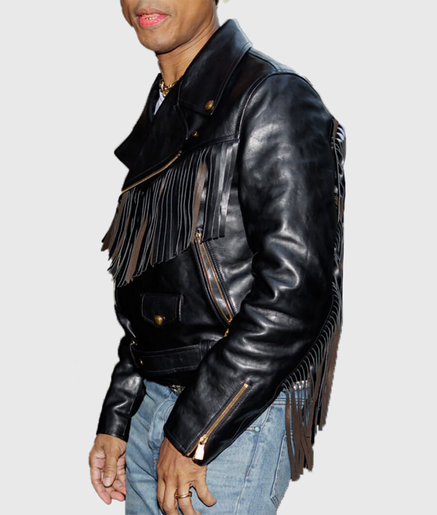 Collection Launch Pharrell Williams Black Leather Jacket-2