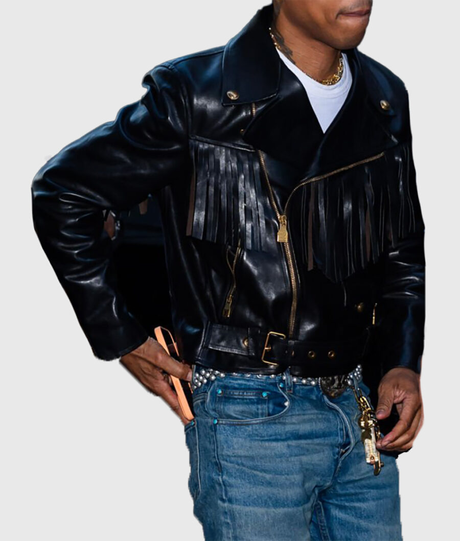 Collection Launch Pharrell Williams Black Leather Jacket-3