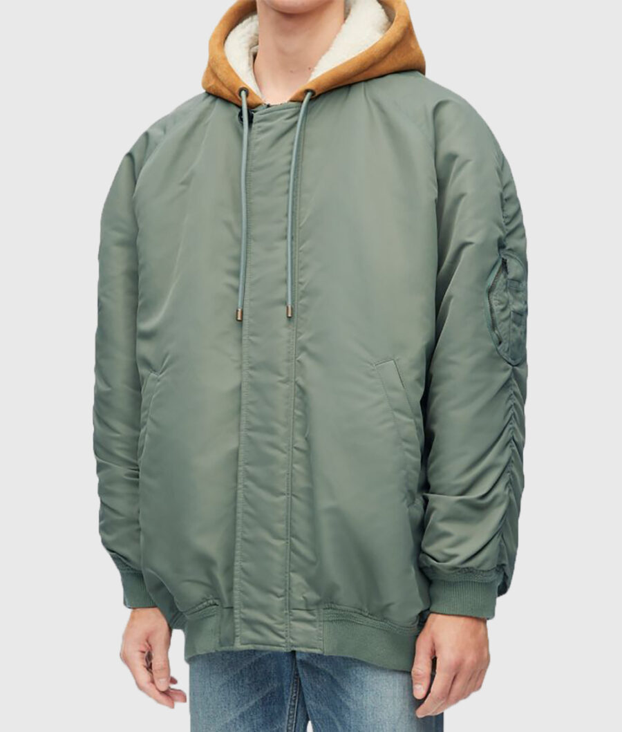 Shawn Mendes Green Hooded Bomber Jacket-4