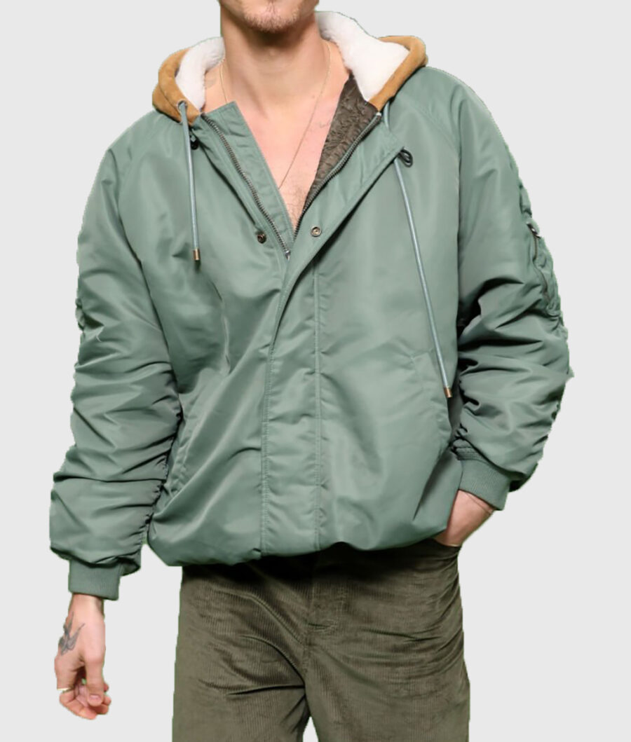 Shawn Mendes Green Hooded Bomber Jacket-2