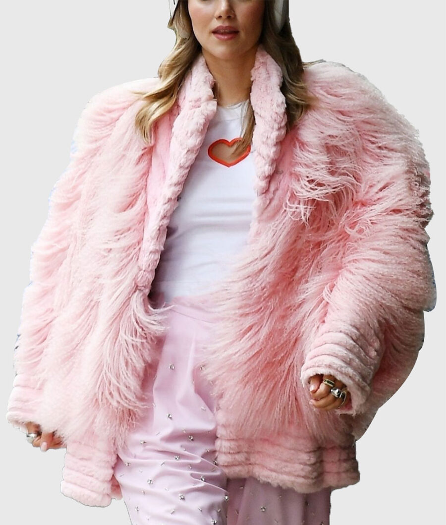 Suki Waterhouse Pink Fur Jacket-4