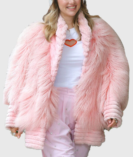Suki Waterhouse Pink Fur Jacket-3