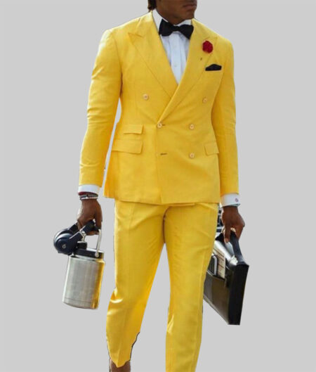 Cam Newton Double Breasted Blazer Yellow Suit-1