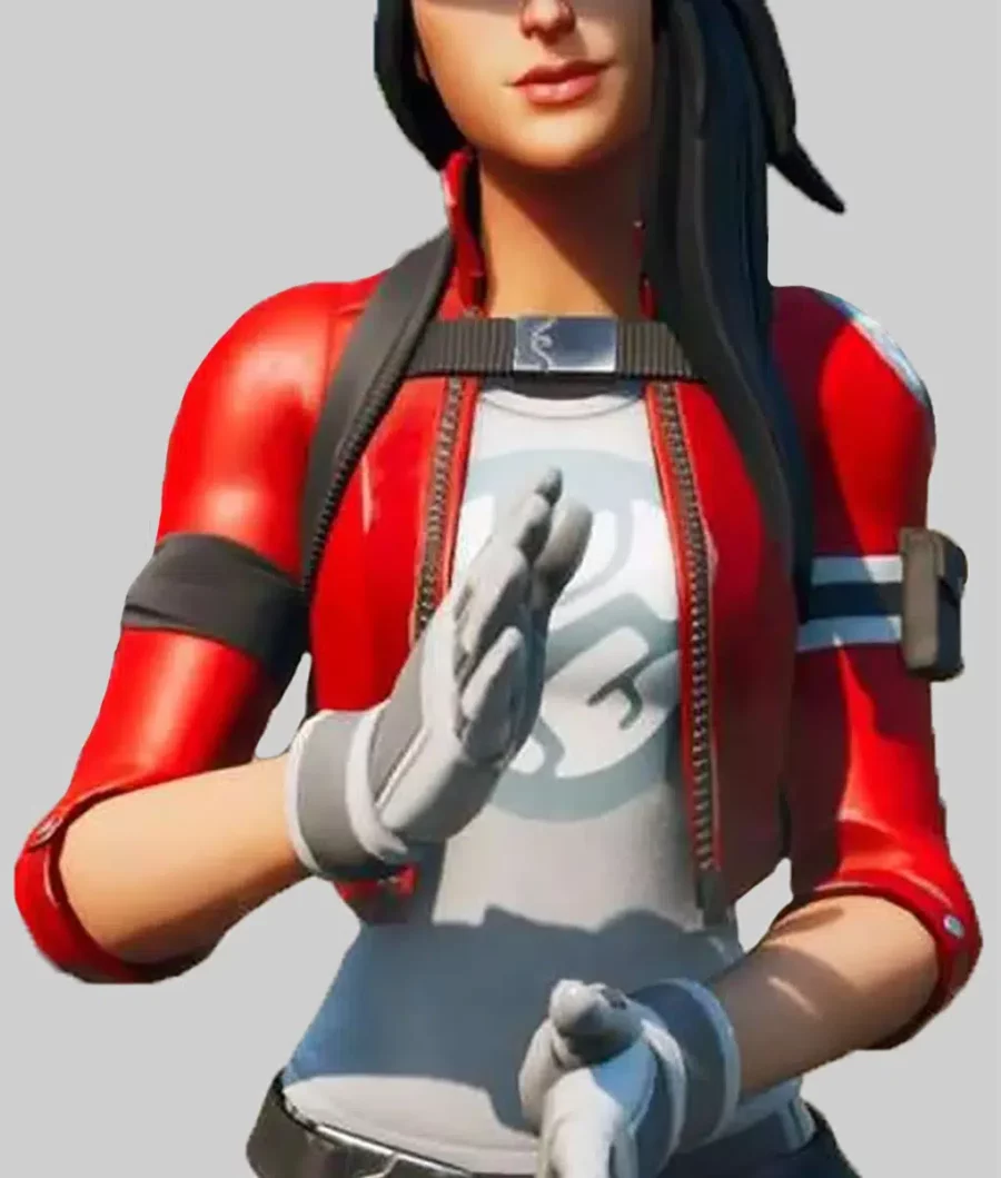 Fortnite Chapter 2 Remedy Red Leather Cropped Jacket-3