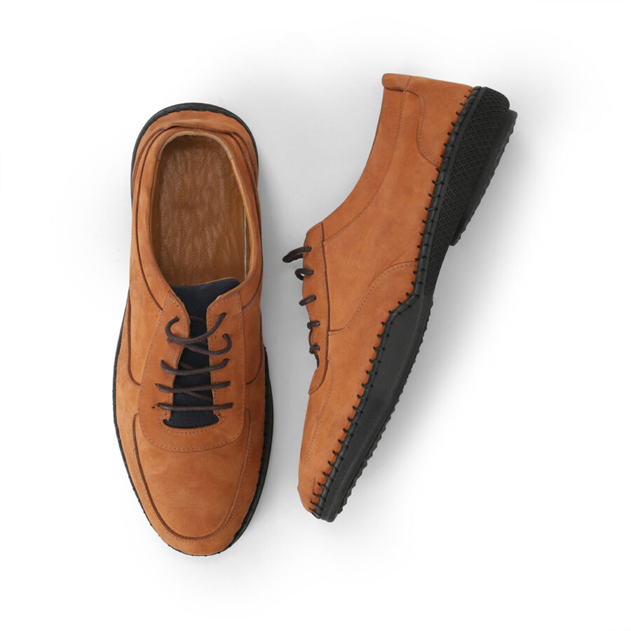 Shawn Mens Low Top Suede Brown Leather Sneakers-1