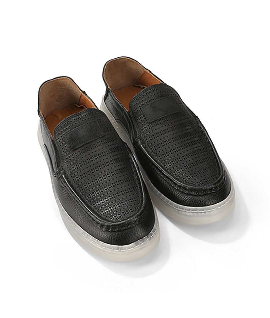Paul Mens Black Leather Loafers-4
