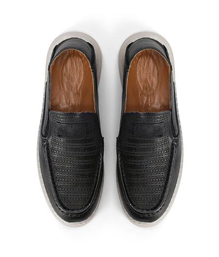 Paul Mens Black Leather Loafers-5