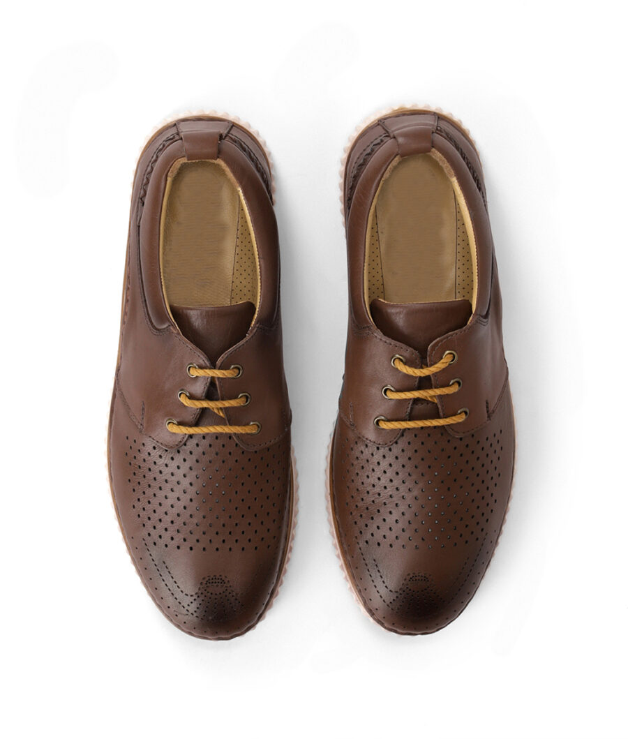 George Mens Low Top Brown Leather Sneakers-4