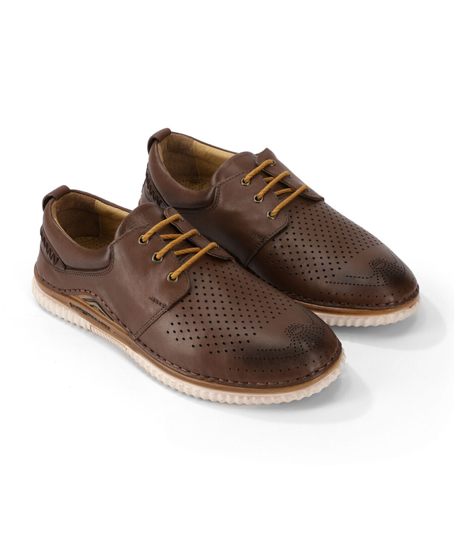 George Mens Low Top Brown Leather Sneakers-6