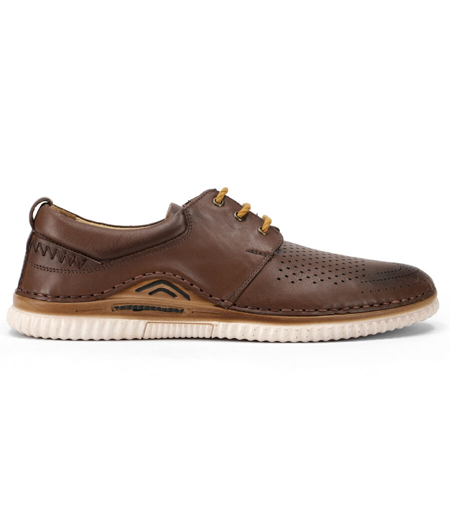 George Mens Low Top Brown Leather Sneakers-7