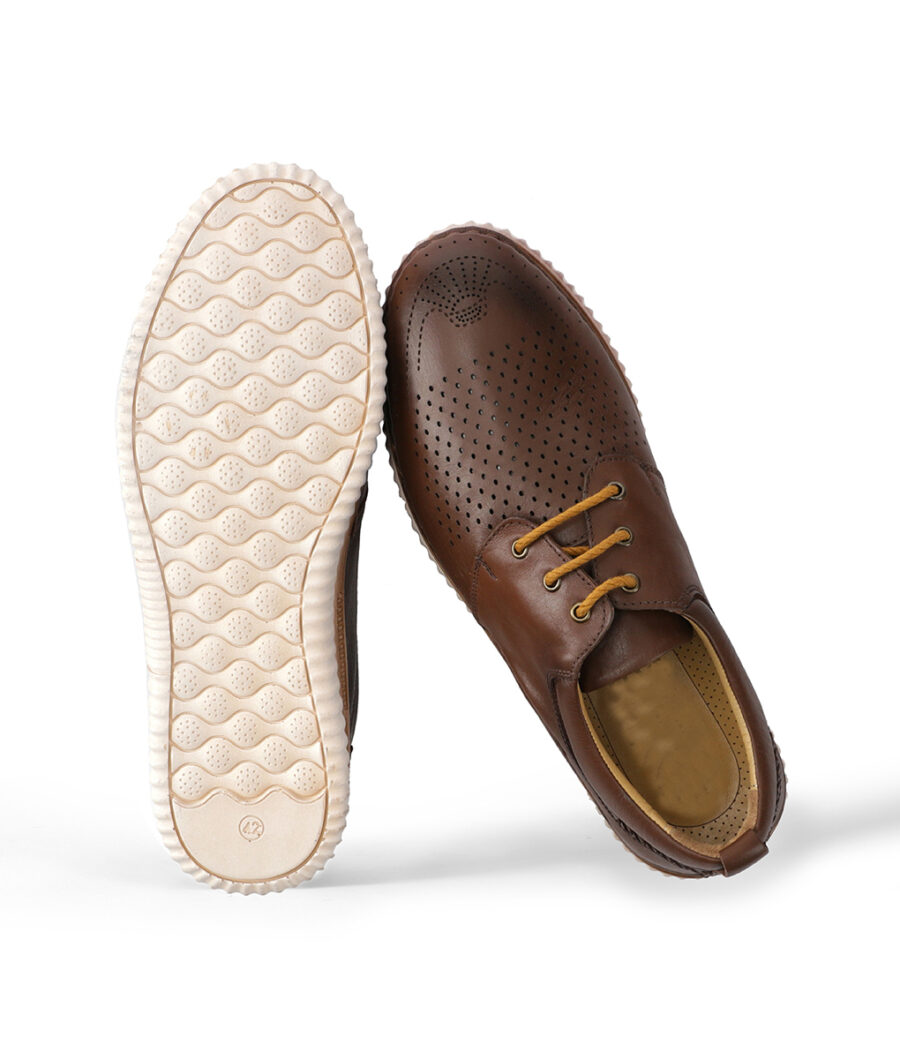 George Mens Low Top Brown Leather Sneakers-1