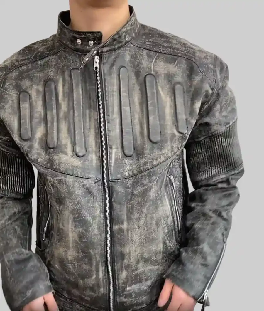 Travis Scott Junate Kim Black Leather Biker Jacket-3