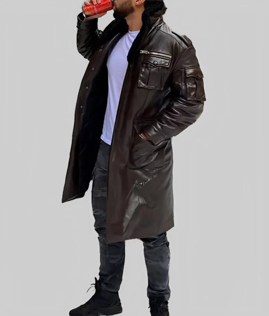Tristan Tate Brown Leather Shearling Coat-2